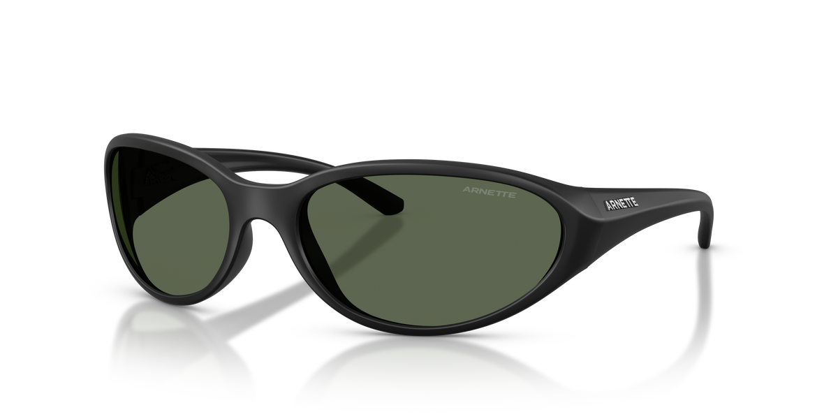 Arnette AN4368 Raven Sunglasses in 290071 Matte Recycled Black / Dark Green lens