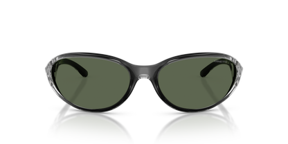 Arnette AN4368 Raven Sunglasses in 303371 Flashcoat Grey / Dark Green lens, front view
