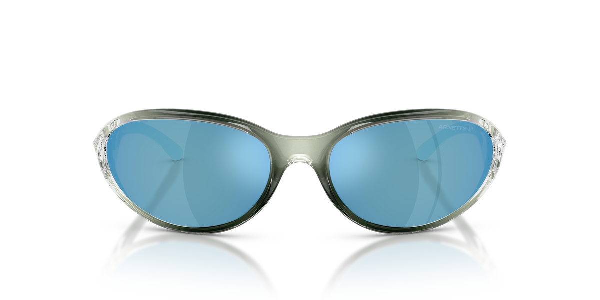 Arnette AN4368 Raven Sunglasses in 303422 Flashcoat Green / Dark Grey Mirror Water Polarized lens, front view