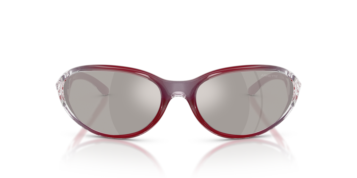 Arnette AN4368 Raven Sunglasses in 30376G Flashcoat Red / Light Grey Mirror Silver lens, front view