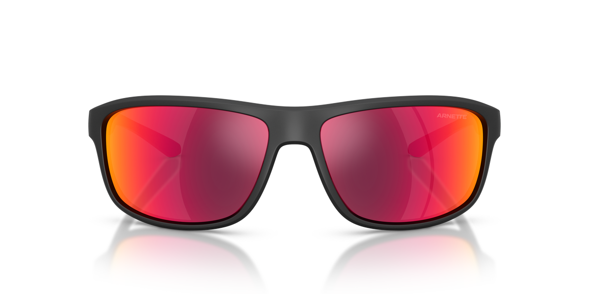 Arnette AN4374 Sunglasses in 29006Q Matte Recycled Black / Red/Yellow Mirror lens, front view