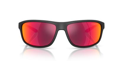 Arnette AN4374 Sunglasses in 29006Q Matte Recycled Black / Red/Yellow Mirror lens, front view