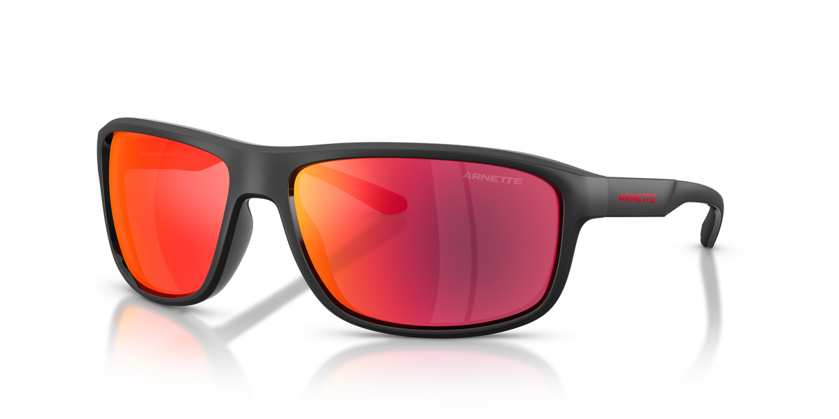 Arnette AN4374 Sunglasses in 29006Q Matte Recycled Black / Red/Yellow Mirror lens