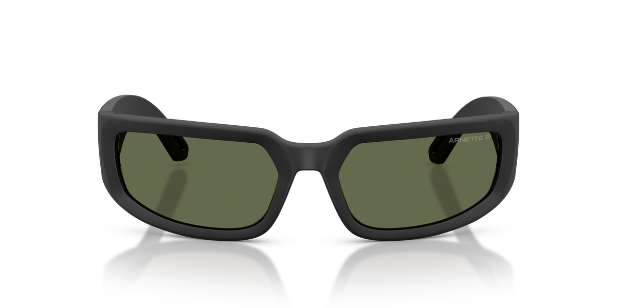 Arnette AN4382 Sunglasses in 2758/2 Matte Black / Polarized Green lens, front view