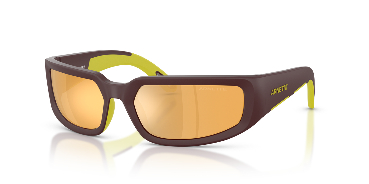 Arnette AN4382 Sunglasses in 30526O Matte Bordeuax/Light Green / Coffee Mirror Gold lens