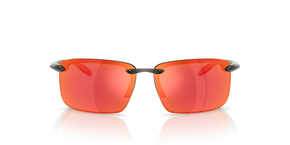 Arnette AN4383 Sunglasses in 2827AU Transparent Grey / Dark Grey Mirror Red/Yellow lens, front view
