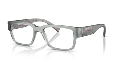 Arnette AN7261 Woah Eyeglasses Frame in 2969 Matt Transparent Grey/Pink Splatter