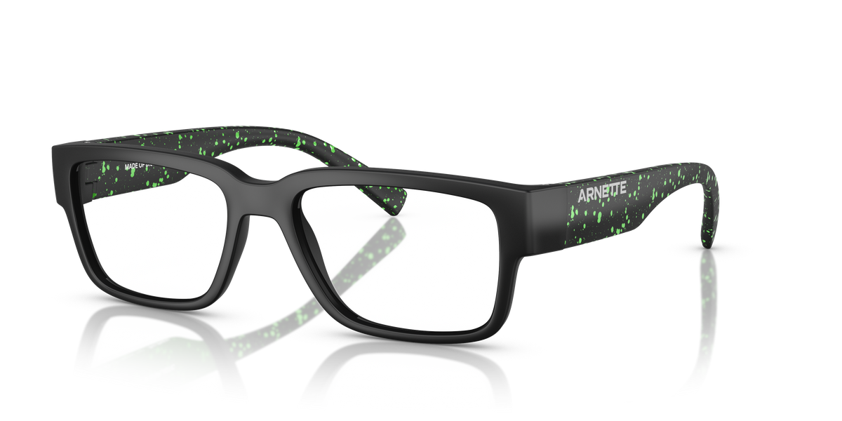 Arnette AN7261 Woah Eyeglasses Frame in 2971 Black/Gekko Green Splatter