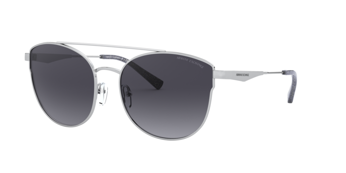 Armani Exchange AX2032S Sunglasses in 61168G Shiny Silver / Gradient Grey lens