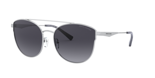 Armani Exchange AX2032S Sunglasses in 61168G Shiny Silver / Gradient Grey lens