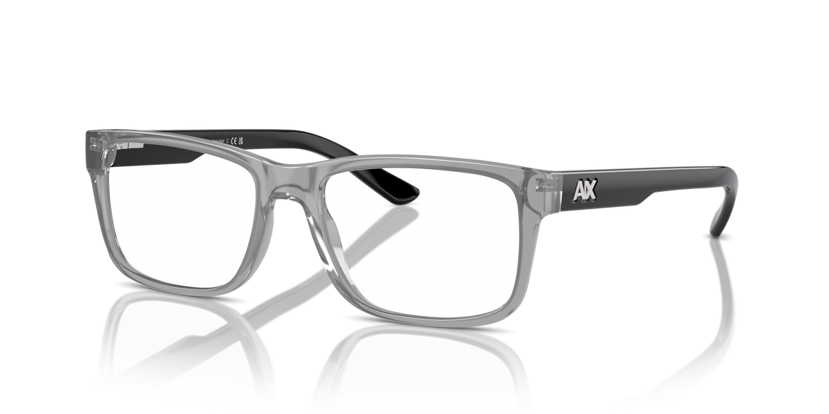 Armani Exchange AX3016 Eyeglasses Frame in 8239 Shiny Transparent Grey