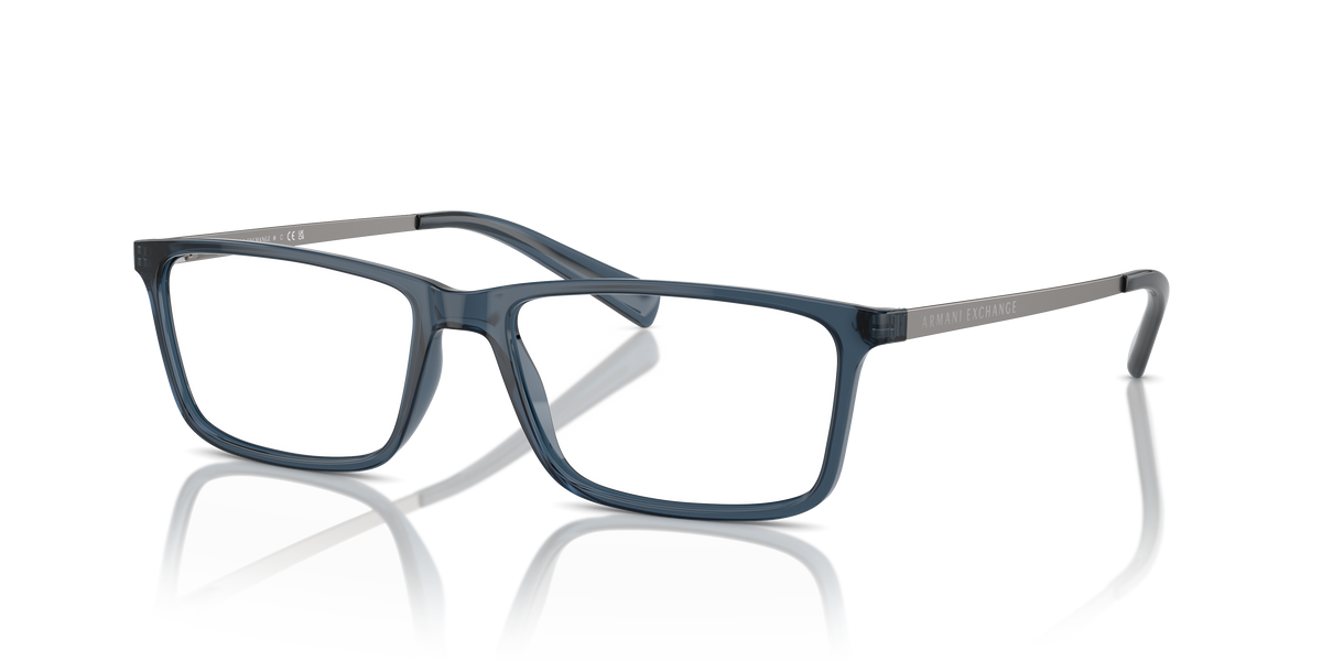 Armani Exchange AX3027 Eyeglasses Frame in 8238 Transparent Blue