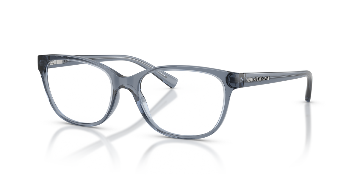 Armani Exchange AX3037 Eyeglasses Frame in 8410 Shiny Transparent Blue