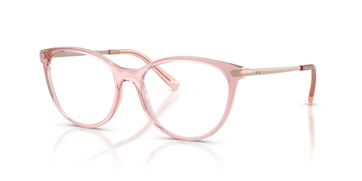 Armani Exchange AX3078 Eyeglasses Frame in 8339 Shiny Transparent Pink
