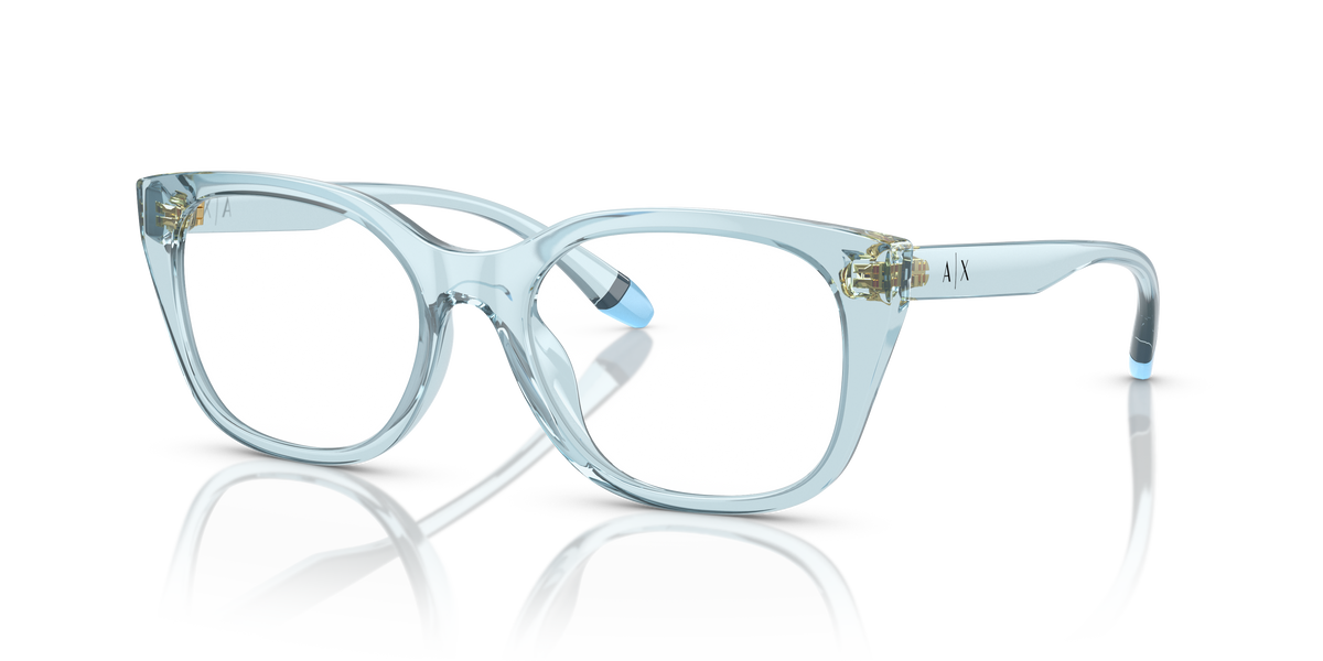 Armani Exchange AX3099U Eyeglasses Frame in 8340 Shiny Transparent Azure