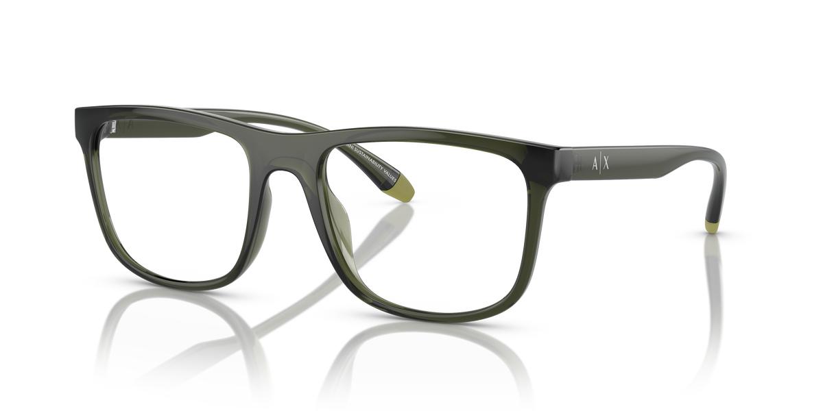 Armani Exchange AX3101U Eyeglasses Frame in 8341 Shiny Transparent Green