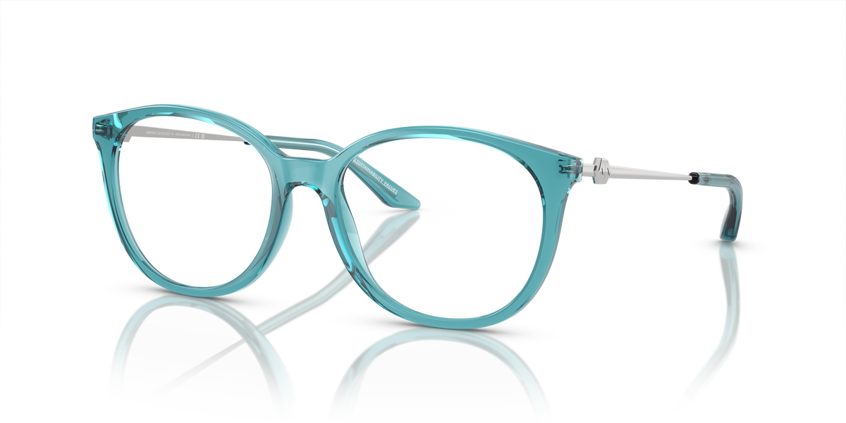 Armani Exchange AX3109 Eyeglasses Frame in 8237 Shiny Transparent Petroleum