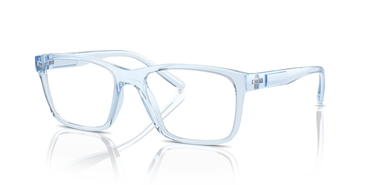 Armani Exchange AX3114 Eyeglasses Frame in 8345 Shiny Transparent Blue