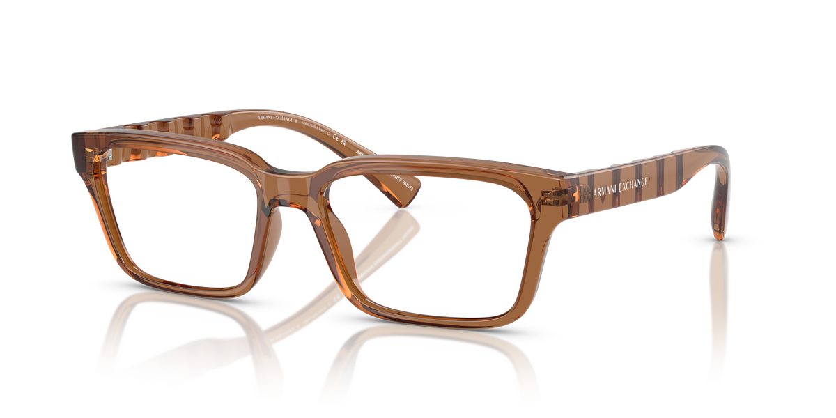 Armani Exchange AX3116 Eyeglasses Frame in 8358 Shiny Transparent Brown