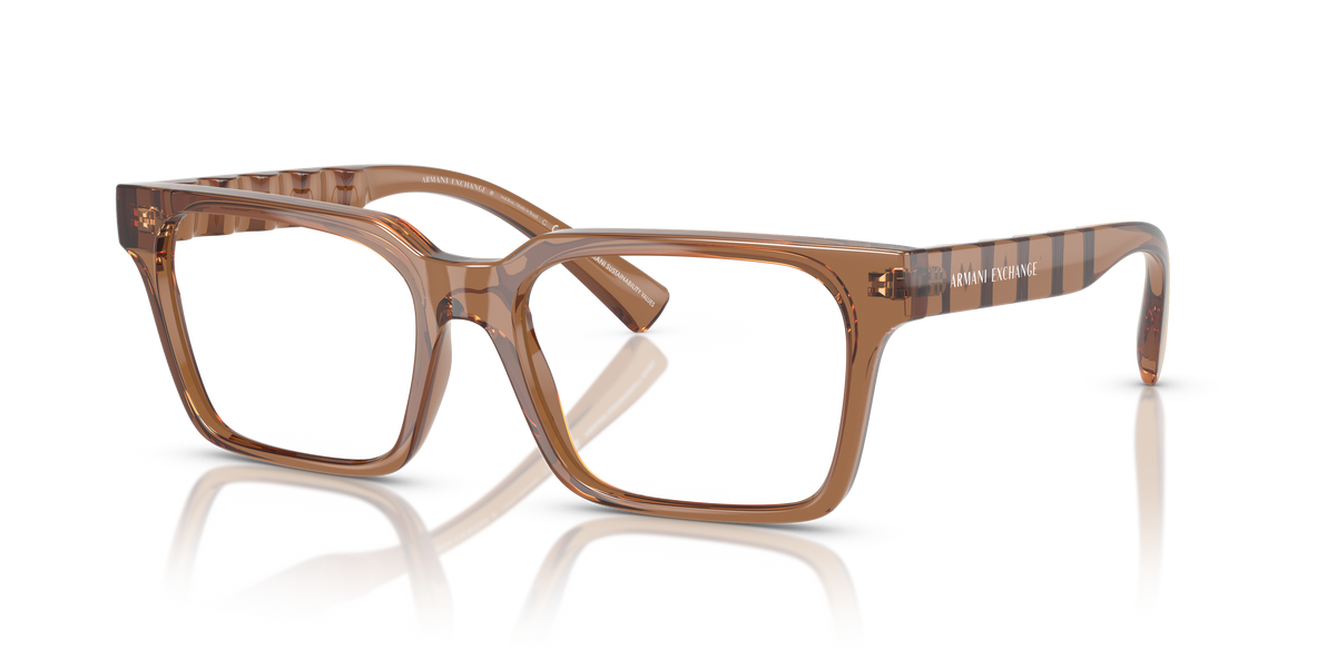 Armani Exchange AX3122 Eyeglasses Frame in 8358 Shiny Transparent Brown
