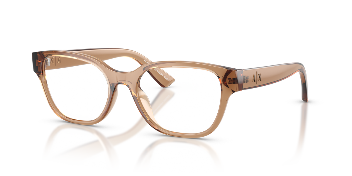 Armani Exchange AX3134U Eyeglasses Frame in 8396 Shiny Transparent Brown