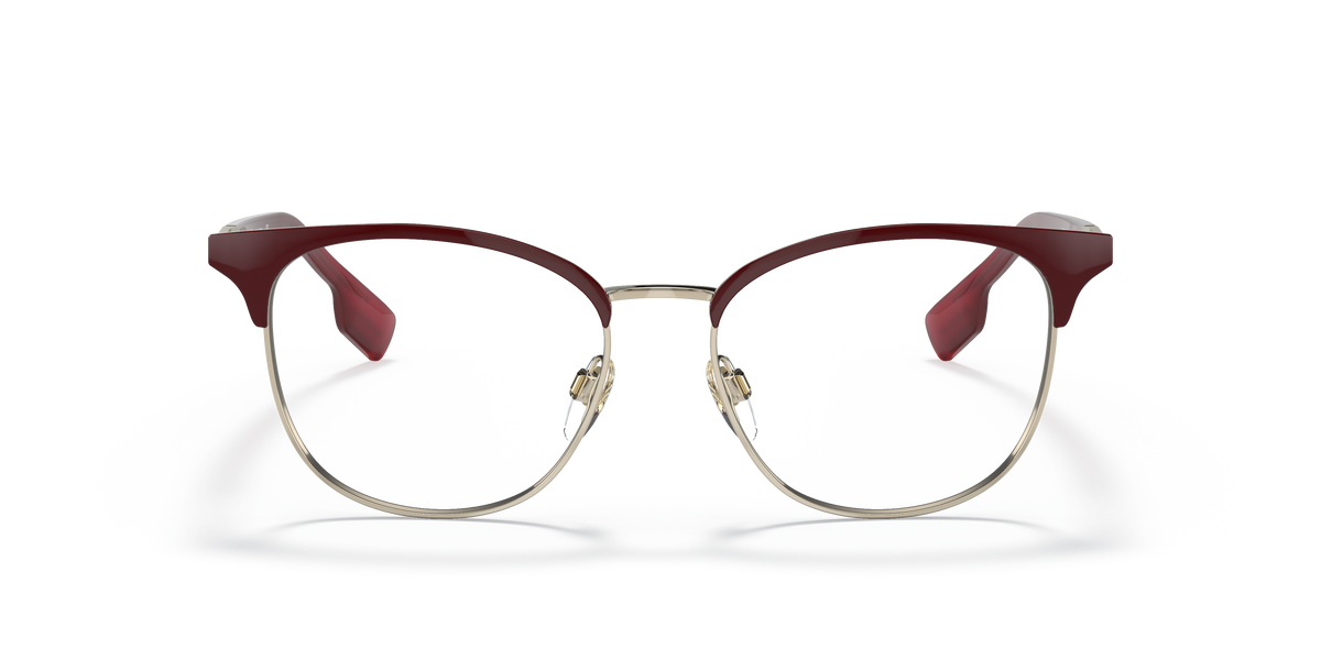 Burberry BE1355 Sophia Eyeglasses Frame in 1319 Light Gold/Bordeaux, front view