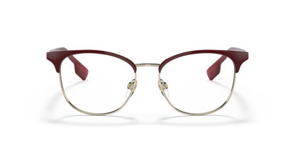 Burberry BE1355 Sophia Eyeglasses Frame in 1319 Light Gold/Bordeaux, front view