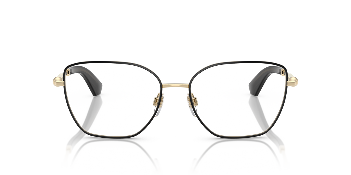 Burberry BE1390 Eyeglasses Frame in 1326 Light Gold With Black Rim, front view