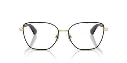 Burberry BE1390 Eyeglasses Frame in 1326 Light Gold With Black Rim, front view