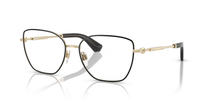 Burberry BE1390 Eyeglasses Frame in 1326 Light Gold With Black Rim