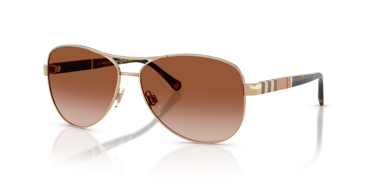 Burberry BE3080 Sunglasses in 114513 Light Gold / Brown Gradient lens