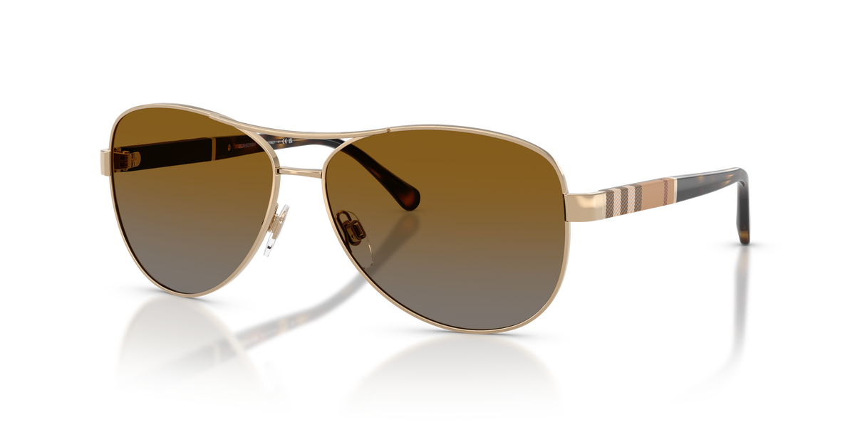 Burberry BE3080 Sunglasses in 1145T5 Light Gold / Polar Brown Gradient lens