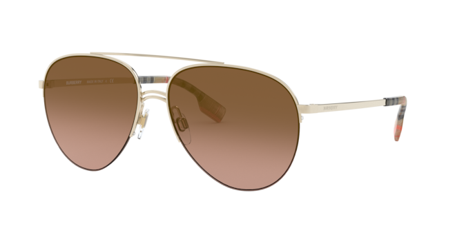 Burberry BE3113 Ferry Sunglasses in 110913 Light Gold / Brown Gradient lens