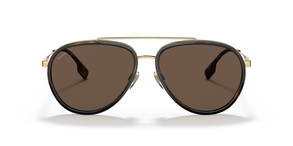 Burberry BE3125 Oliver Sunglasses in 101773 Gold / Dark Brown lens, front view
