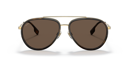 Burberry BE3125 Oliver Sunglasses in 101773 Gold / Dark Brown lens, front view