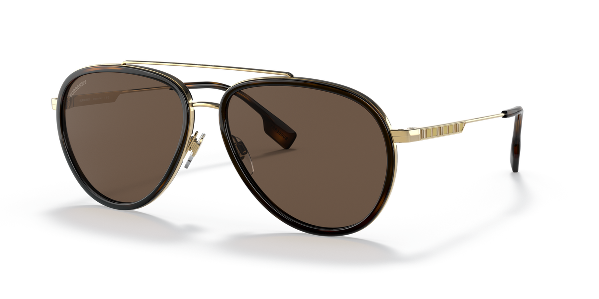 Burberry BE3125 Oliver Sunglasses in 101773 Gold / Dark Brown lens