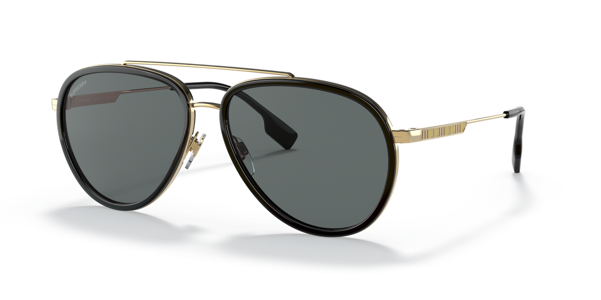 Burberry BE3125 Oliver Sunglasses in 101781 Gold / Polarized Dark Grey lens