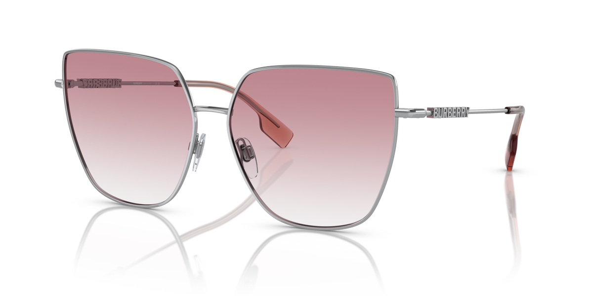 Burberry BE3143 Alexis Sunglasses in 10058D Silver / Clear Gradient Pink lens