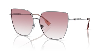 Burberry BE3143 Alexis Sunglasses in 10058D Silver / Clear Gradient Pink lens