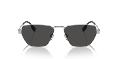 Burberry BE3146 Sunglasses in 100587 Silver / Dark Grey lens, front view