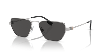 Burberry BE3146 Sunglasses in 100587 Silver / Dark Grey lens