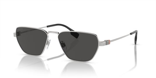 Burberry BE3146 Sunglasses in 100587 Silver / Dark Grey lens