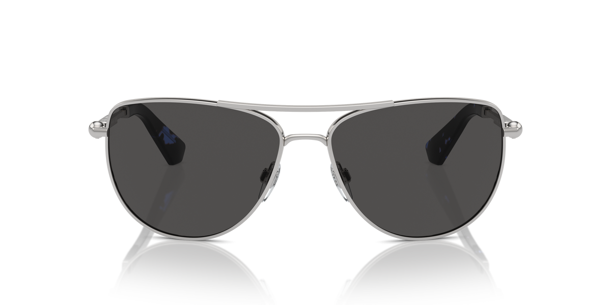 Burberry BE3149 Sunglasses in 100587 Silver / Dark Grey lens, front view