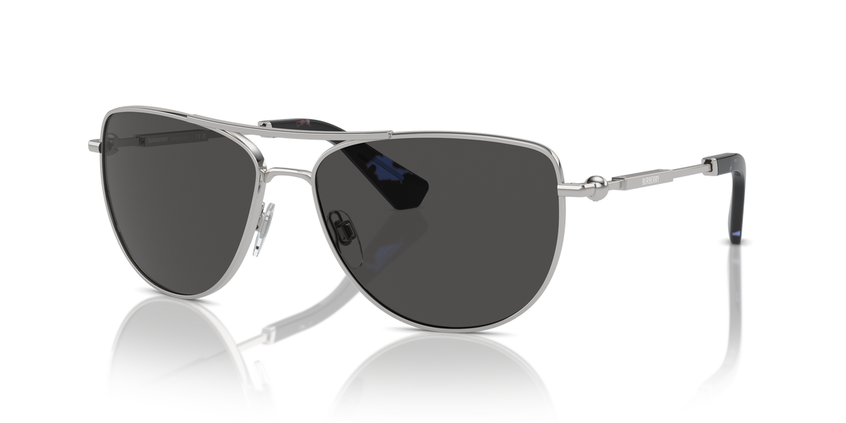 Burberry BE3149 Sunglasses in 100587 Silver / Dark Grey lens
