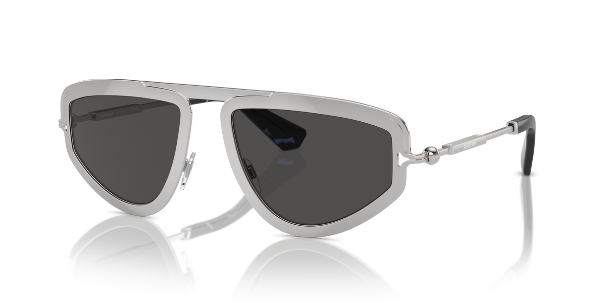 Burberry BE3150 Sunglasses in 100587 Silver / Dark Grey lens