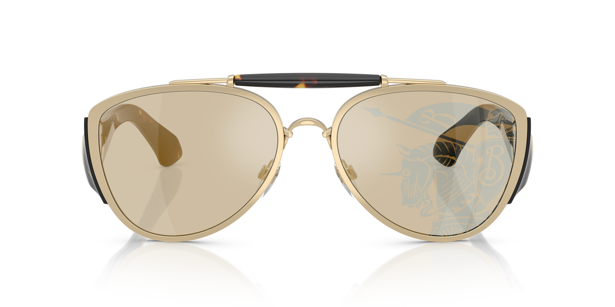 Burberry BE3161 Sunglasses in 1109P4 Light Gold / Dark Brown Tampo Gold lens, front view