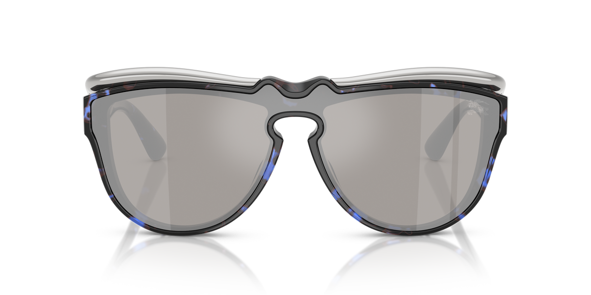Burberry BE3162U Sunglasses in 10056G Blue Havana / Light Grey Mirror Silver lens, front view