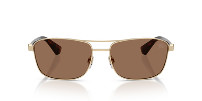 Burberry BE3163 Sunglasses in 110973 Light Gold / Dark Brown lens, front view