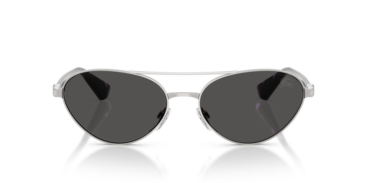 Burberry BE3165 Sunglasses in 100587 Silver / Dark Grey lens, front view