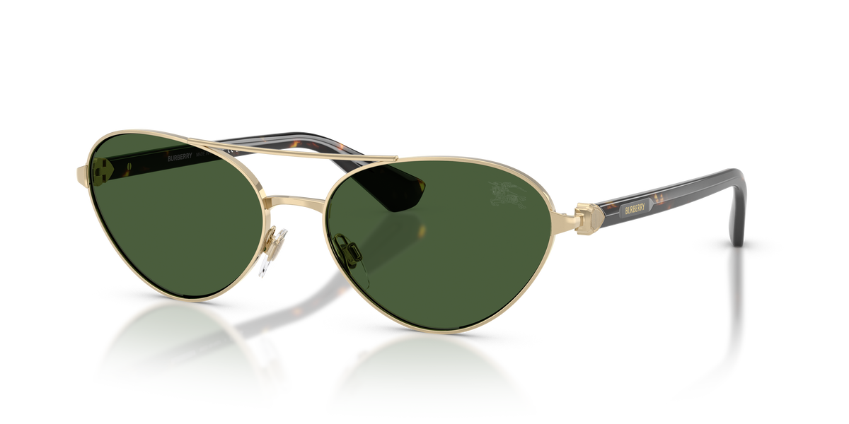 Burberry BE3165 Sunglasses in 110971 Light Gold / Dark Green lens